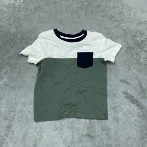 Pekkle Boys 2T Colorblock T-Shirt With Pocket Green & White a1349